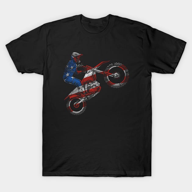 Dirt bike us flag motocross/ Bike Lovers Gift T-Shirt by UranusArts